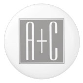 Bewerkbare Koppels Initialen | Wit & Grijs Keramische Knop (Voorkant)