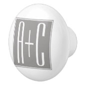 Bewerkbare Koppels Initialen | Wit & Grijs Keramische Knop (Rechts)