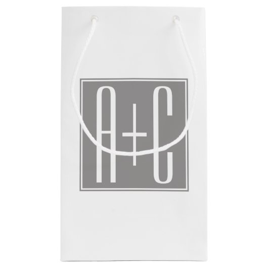 Bewerkbare Koppels Initialen | Wit & Grijs Klein Cadeauzakje (Achterkant)