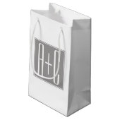 Bewerkbare Koppels Initialen | Wit & Grijs Klein Cadeauzakje (Achterkant Gekanteld)