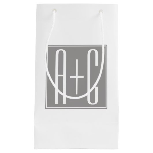 Bewerkbare Koppels Initialen | Wit & Grijs Klein Cadeauzakje (Voorkant)
