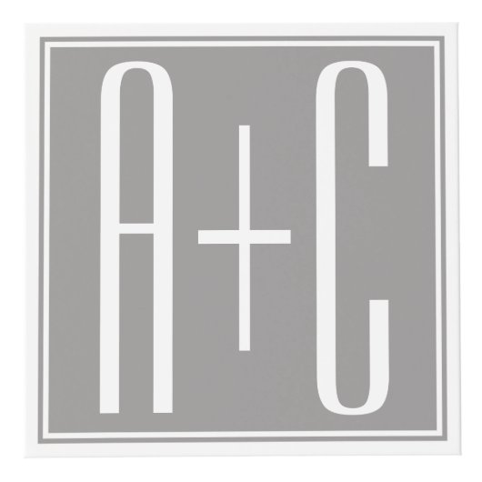 Bewerkbare Koppels Initialen | Wit & Grijs Kubus (Voorkant)