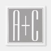 Bewerkbare Koppels Initialen | Wit & Grijs Magneet (Voorkant)