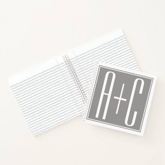 Bewerkbare Koppels Initialen | Wit & Grijs Notitieboek (Binnen)