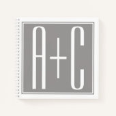 Bewerkbare Koppels Initialen | Wit & Grijs Notitieboek (Voorkant)