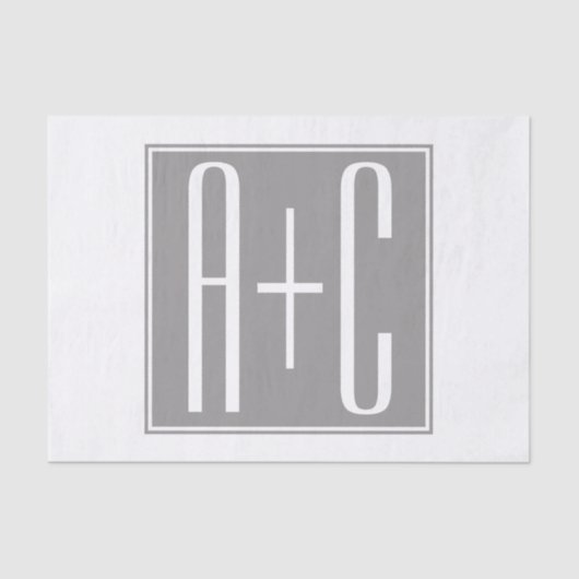 Bewerkbare Koppels Initialen | Wit & Grijs Tissuepapier (Voorkant)