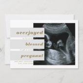 Bewerkbare koppen 2 Foto Gold Grey Zwangerschap Aankondiging (Voorkant)