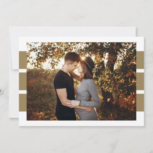 Bewerkbare koppen 2 Foto Goud Grijs Zwangerschap Aankondiging (Achterkant)