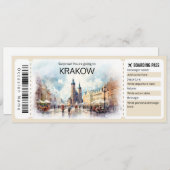 Bewerkbare Krakau Vliegticket Polen Boarding Pass Kaart (Voorkant / Achterkant)