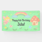 Bewerkbare krijtjesstijl – Fee Paddenstoelen Bos  Spandoek (Horizontaal)