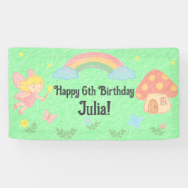 Bewerkbare krijtjesstijl – Fee Paddenstoelen Bos  Spandoek