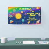 Bewerkbare krijtjesstijl – Reis rond de zon verjaa Spandoek (Beurs)
