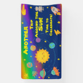 Bewerkbare krijtjesstijl – Reis rond de zon verjaa Spandoek (Verticaal)