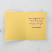 Bewerkbare Kruis en Bloemen Pasen Kaart (Binnen)