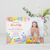 Bewerkbare Kunstfeest Schilderfeest Verjaardagsfot Kaart (Staand voorkant)