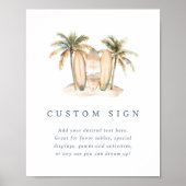Bewerkbare Kust Surf Baby shower Sign Sjabloon Poster (Voorkant)