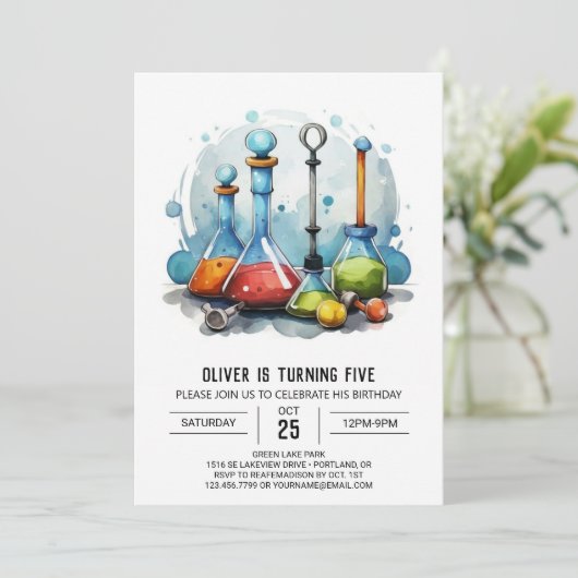 Bewerkbare Lab Fusion Scientist Verjaardag Kaart (Staand voorkant)