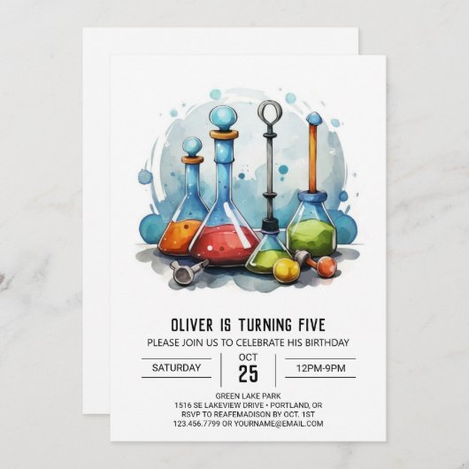 Bewerkbare Lab Fusion Scientist Verjaardag Kaart (Voorkant / Achterkant)