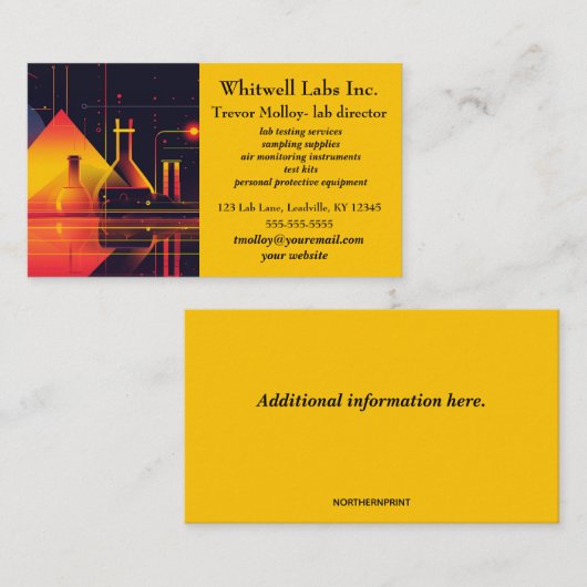 Bewerkbare Lab-services Visitekaartje (Voorkant / Achterkant)