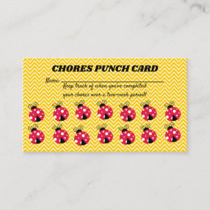 Bewerkbare Lady Bug Chores Rewards-Kaart Klantenkaartje
