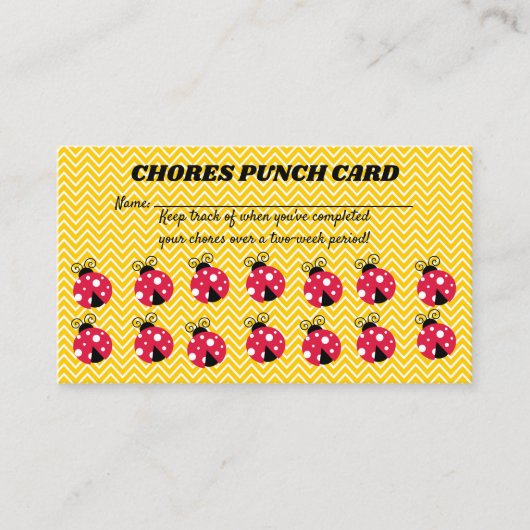 Bewerkbare Lady Bug Chores Rewards-Kaart Klantenkaartje (Voorkant)