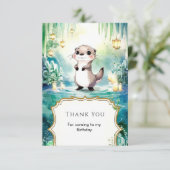 Bewerkbare Lake Otter Verjaardag Bedankkaart (Staand voorkant)