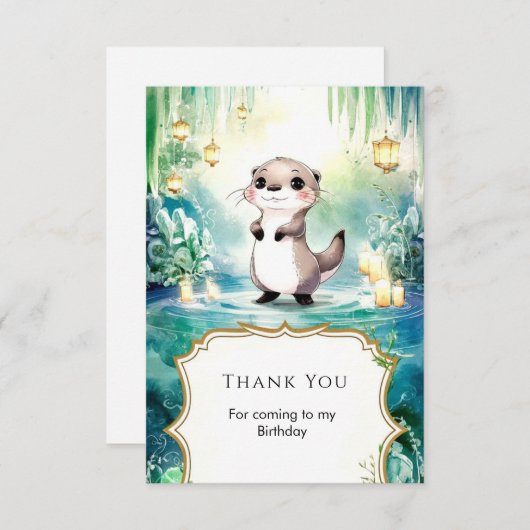 Bewerkbare Lake Otter Verjaardag Bedankkaart (Voorkant / Achterkant)