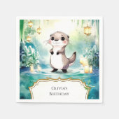 Bewerkbare Lake Otter Verjaardag Servet (Voorkant)
