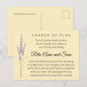 Bewerkbare Lavendel bruiloft verandering van plan Briefkaart (Voorkant / Achterkant)