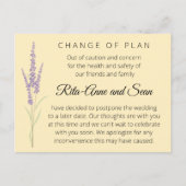 Bewerkbare Lavendel bruiloft verandering van plan Briefkaart (Voorkant)