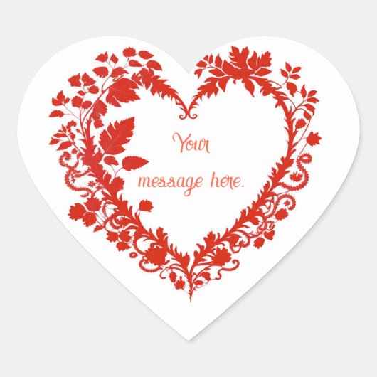 Bewerkbare Leaf Valentijn Hart Sticker (Voorkant)