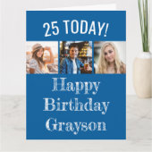 Bewerkbare leeftijd en begroeting | 3 Foto Verjaar Kaart (Voorkant)