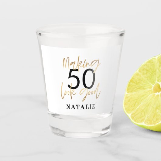 bewerkbare leeftijd ziet er goed uit gouden verjaa shot glas (Voorkant)