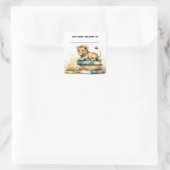 Bewerkbare leeuw en boeken Bookplate Sticker (Tas)