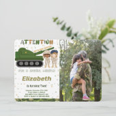 Bewerkbare legerfoto uitnodigingen (Staand voorkant)