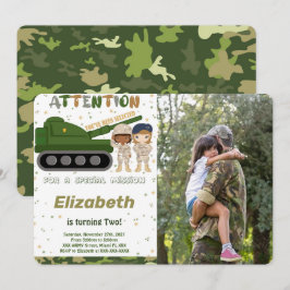 Bewerkbare legerfoto uitnodigingen