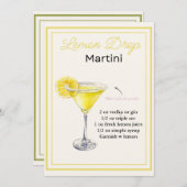 Bewerkbare Lemon Drop Martini Recept Kaart (Voorkant / Achterkant)