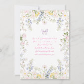Bewerkbare lente konijn baby shower meisje kaart (Achterkant)