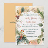 Bewerkbare lente krans bruiloft kaart (Voorkant / Achterkant)