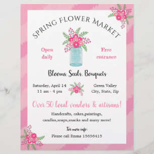 bewerkbare leverancier Spring flower Market roze p Flyer