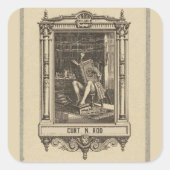 Bewerkbare  Lezing in bibliotheekbalkplaat Vierkante Sticker (Voorkant)