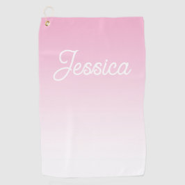 (Bewerkbare) Licht Roze Kleur Ombre & Uw Tekst Golfhanddoek