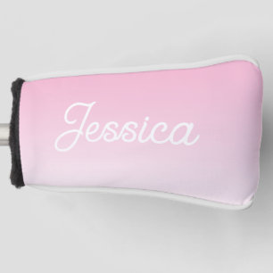 (Bewerkbare) Licht Roze Kleur Ombre & Uw Tekst Golfheadcover