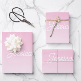 (Bewerkbare) Licht Roze Kleur Ombre & Uw Tekst Inpakpapier Vel