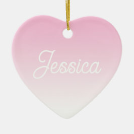 (Bewerkbare) Licht Roze Kleur Ombre & Uw Tekst Keramisch Ornament