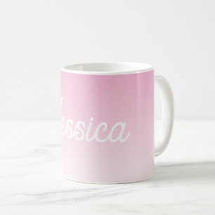 (Bewerkbare) Licht Roze Kleur Ombre & Uw Tekst Koffiemok