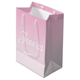 (Bewerkbare) Licht Roze Kleur Ombre & Uw Tekst Medium Cadeauzakje