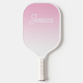 (Bewerkbare) Licht Roze Kleur Ombre & Uw Tekst Pickleball Paddle