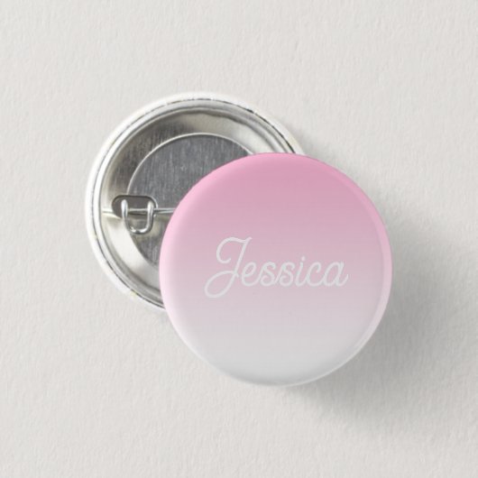 (Bewerkbare) Licht Roze Kleur Ombre & Uw Tekst Ronde Button 3,2 Cm (Voorkant /achterkant)