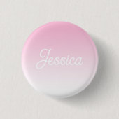 (Bewerkbare) Licht Roze Kleur Ombre & Uw Tekst Ronde Button 3,2 Cm (Voorkant)
